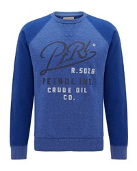 blauer bedruckter Pullover mit einem Rundhalsausschnitt von Petrol Industries