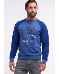 blauer bedruckter Pullover mit einem Rundhalsausschnitt von Petrol Industries