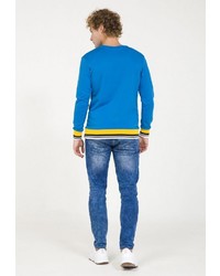 blauer bedruckter Pullover mit einem Rundhalsausschnitt von PLUS EIGHTEEN