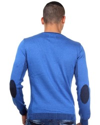 blauer bedruckter Pullover mit einem Rundhalsausschnitt von R-NEAL