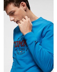 blauer bedruckter Pullover mit einem Rundhalsausschnitt von Tommy Jeans