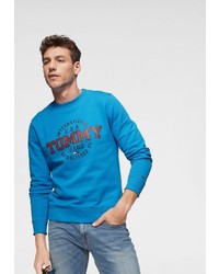 blauer bedruckter Pullover mit einem Rundhalsausschnitt von Tommy Jeans