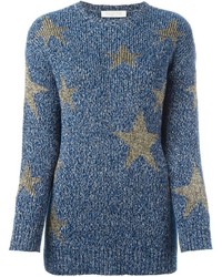 blauer bedruckter Pullover mit einem Rundhalsausschnitt von Valentino