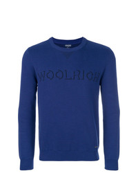 blauer bedruckter Pullover mit einem Rundhalsausschnitt von Woolrich