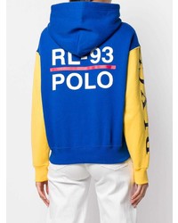 blauer bedruckter Pullover mit einer Kapuze von Polo Ralph Lauren