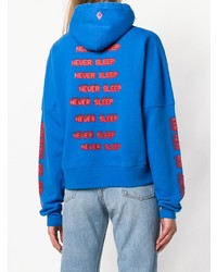 blauer bedruckter Pullover mit einer Kapuze von Marcelo Burlon County of Milan