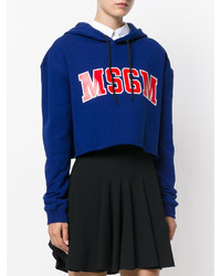 blauer bedruckter Pullover mit einer Kapuze von MSGM