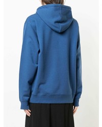 blauer bedruckter Pullover mit einer Kapuze von Marc Jacobs