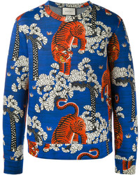blauer bedruckter Pullover von Gucci