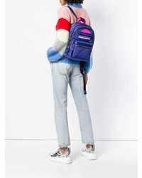 blauer bedruckter Segeltuch Rucksack von Marc Jacobs