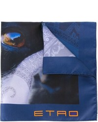 blauer bedruckter Seideschal von Etro
