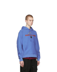 blauer bestickter Pullover mit einem Kapuze von Gucci