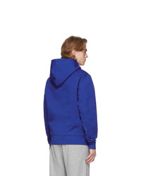 blauer bestickter Pullover mit einem Kapuze von Helmut Lang