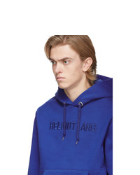 blauer bestickter Pullover mit einem Kapuze von Helmut Lang