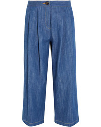 blauer Hosenrock aus Jeans mit Falten von ADAM by Adam Lippes