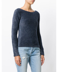 blauer flauschiger Pullover mit einem Rundhalsausschnitt von Twin-Set