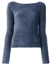 blauer flauschiger Pullover mit einem Rundhalsausschnitt von Twin-Set