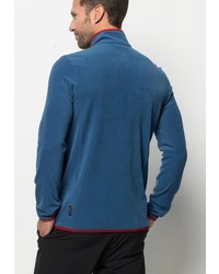 blauer Fleece-Pullover mit einem Reißverschluss am Kragen von Jack Wolfskin