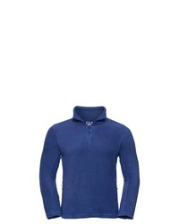 blauer Fleece-Pullover mit einem Reißverschluss am Kragen von Russell