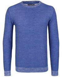 blauer Fleece-Pullover mit einem Rundhalsausschnitt von Petrol Industries