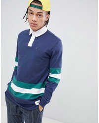 blauer horizontal gestreifter Polo Pullover von Tommy Jeans