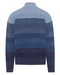 blauer horizontal gestreifter Pullover mit einem Reißverschluß von Hajo
