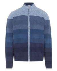 blauer horizontal gestreifter Pullover mit einem Reißverschluß von Hajo