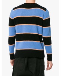 blauer horizontal gestreifter Pullover mit einem Rundhalsausschnitt von The Elder Statesman