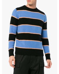 blauer horizontal gestreifter Pullover mit einem Rundhalsausschnitt von The Elder Statesman