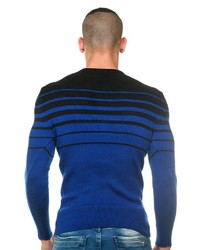 blauer horizontal gestreifter Pullover mit einem Rundhalsausschnitt von CE&CE