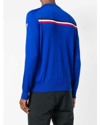 blauer horizontal gestreifter Pullover mit einem Rundhalsausschnitt von Rossignol