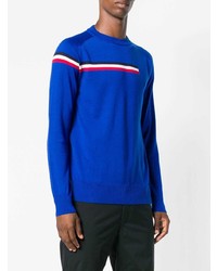 blauer horizontal gestreifter Pullover mit einem Rundhalsausschnitt von Rossignol