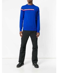 blauer horizontal gestreifter Pullover mit einem Rundhalsausschnitt von Rossignol