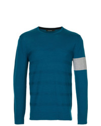 blauer horizontal gestreifter Pullover mit einem Rundhalsausschnitt von GUILD PRIME