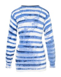blauer horizontal gestreifter Pullover mit einem Rundhalsausschnitt von Hajo