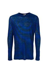 blauer horizontal gestreifter Pullover mit einem Rundhalsausschnitt von Isabel Marant