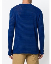 blauer horizontal gestreifter Pullover mit einem Rundhalsausschnitt von Isabel Marant