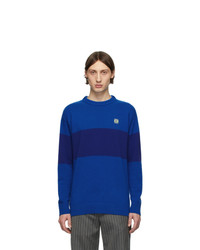 blauer horizontal gestreifter Pullover mit einem Rundhalsausschnitt von Loewe