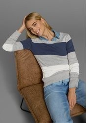 blauer horizontal gestreifter Pullover von AJC