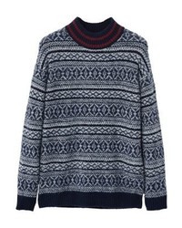 blauer horizontal gestreifter Pullover von Mango
