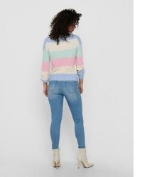 blauer horizontal gestreifter Pullover von Only