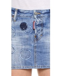 blauer Jeans Minirock mit Destroyed-Effekten von Dsquared2