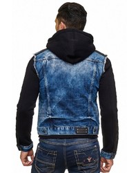 blauer Jeanspullover mit einem kapuze von Cipo & Baxx