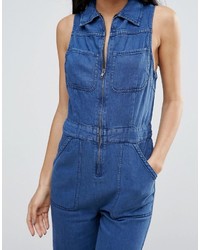 blauer Jumpsuit aus Jeans von Free People