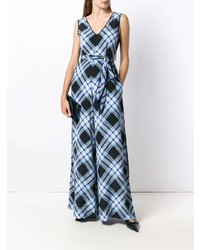 blauer Jumpsuit mit Karomuster von Dvf Diane Von Furstenberg