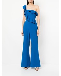 blauer Jumpsuit mit Rüschen von Rebecca Vallance