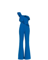 blauer Jumpsuit mit Rüschen von Rebecca Vallance