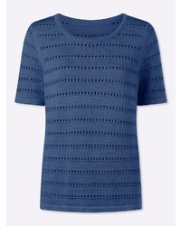 blauer Kurzarmpullover von Heine
