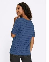 blauer Kurzarmpullover von Heine