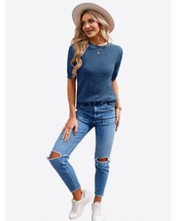 blauer Kurzarmpullover von Imily Bela